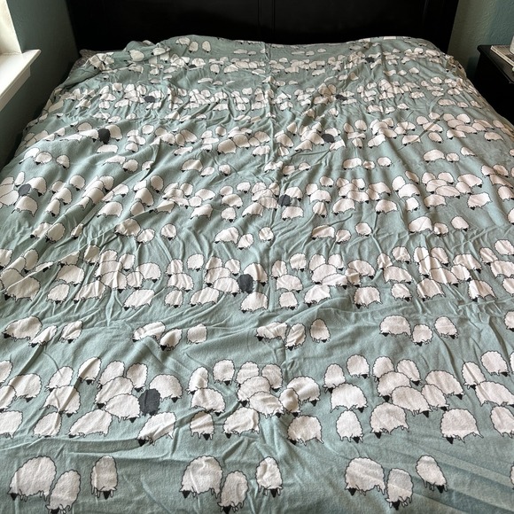 Cuddledown Twin Duvet Cover Flannel Kids Sheep Print Teal + Standard Pillow Case - Picture 8 of 10